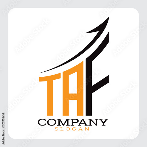 TAF Company Logo Design Growth vector, TAF Upward Arrow Business Success Logo vector, TAF Corporate Branding Logo , TAF logo design, TAF simple and modern logo, TAF business finance logo design, etc.