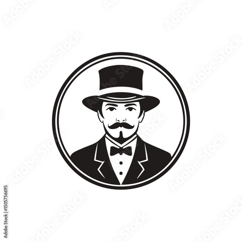 Elegant gentleman in top hat and bow tie vintage style portrait
