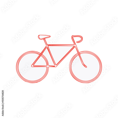 Simple red line drawing of a bicycle