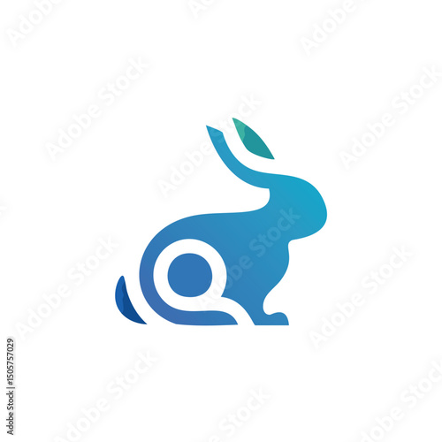 Abstract blue gradient rabbit logo design
