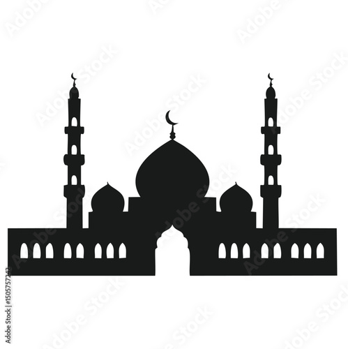 Majestic mosque silhouette islamic architecture design
