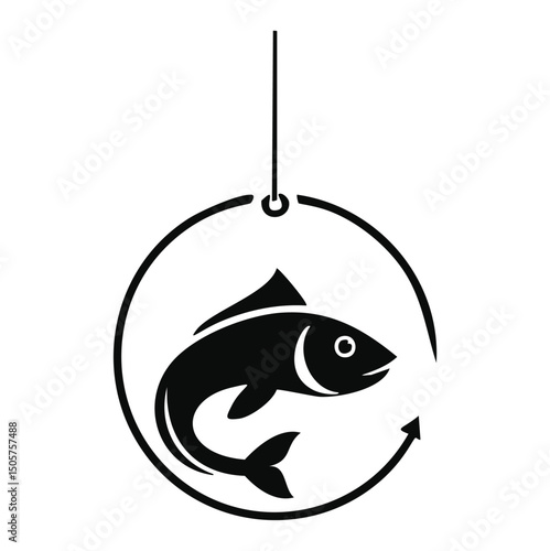 Fresh catch fishing logo design black fish icon