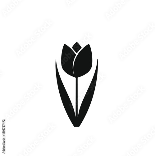 Simple black tulip flower icon illustration