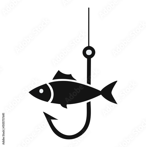 Fish on hook fishing icon simple design
