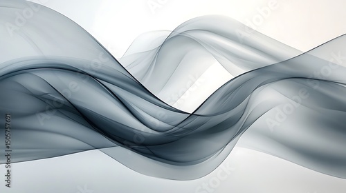 Elegant minimalist wave patterns in monochrome grays and whites, soft gentle curves creating harmonious organic movement across a matte soft background.
