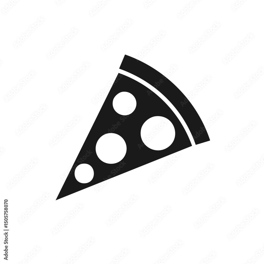 Simple black and white pizza slice icon Simple black and white pizza slice icon