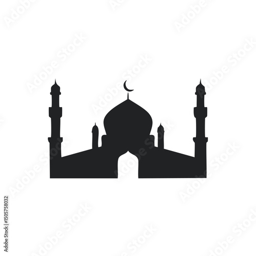 Majestic mosque silhouette islamic architecture design