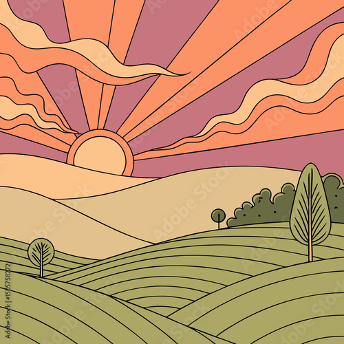 vector illustration of a rural landscape