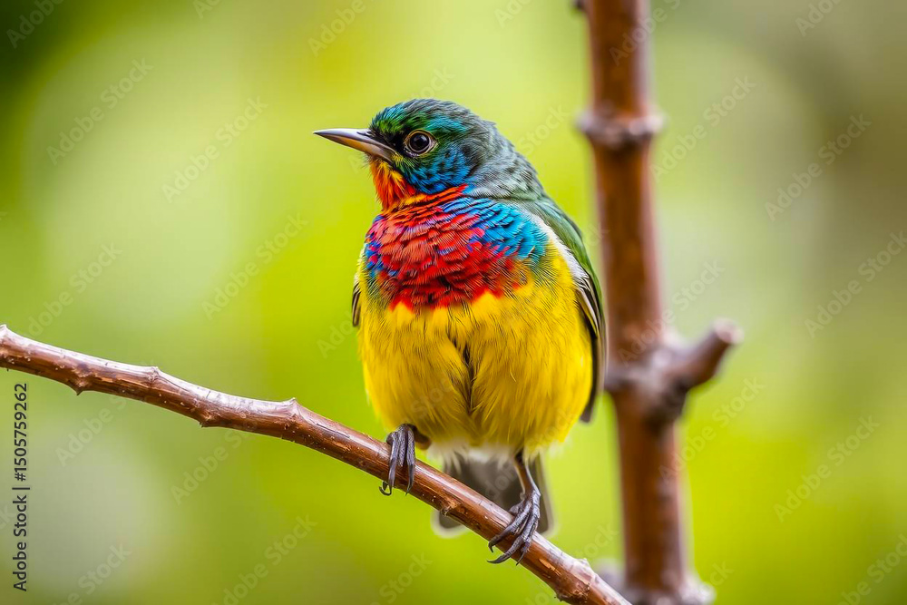 Colorful Painted Bunting Bird Perched in Nature, Showcasing Its Vivid Blue, Green, and Red Plumage in a Serene Natural Setting, Vibrant Wallpaper Colorful Painted Bunting Bird Perched in Nature, Showcasing Its Vivid Blue, Green, and Red Plumage in a Serene Natural Setting, Vibrant Wallpaper
