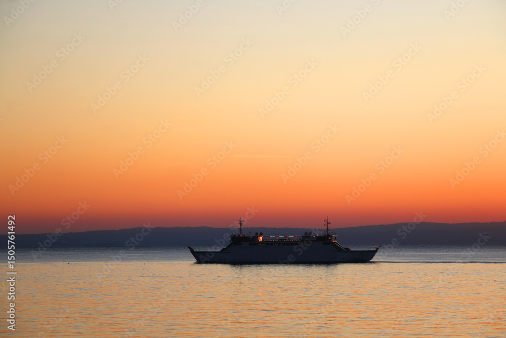 Beautiful sunset on the Bacvice beach in Split, Croatia. Beautiful sunset on the Bacvice beach in Split, Croatia.