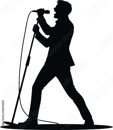 Singer with Microphone Silhouette