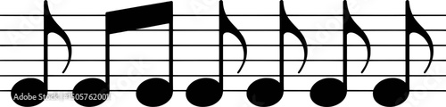 Musical notes on staff eighth notes melody