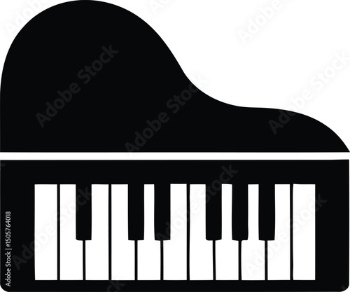 Elegant black and white vector illustration of a grand piano perfect for music education and musical designs for various creative projects