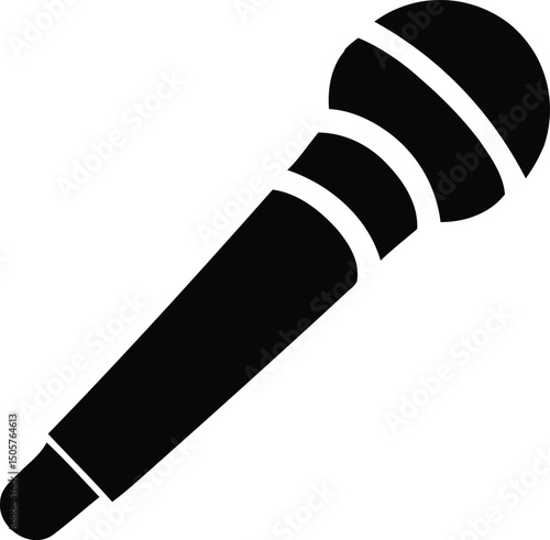 Modern black microphone silhouette simple vector illustration for audio recording podcast music karaoke performance and communication design