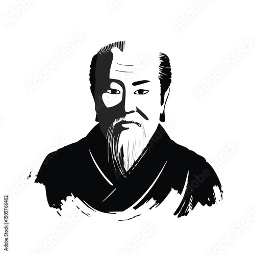 Quadro su tela Black and white portrait of confucius wise teacher