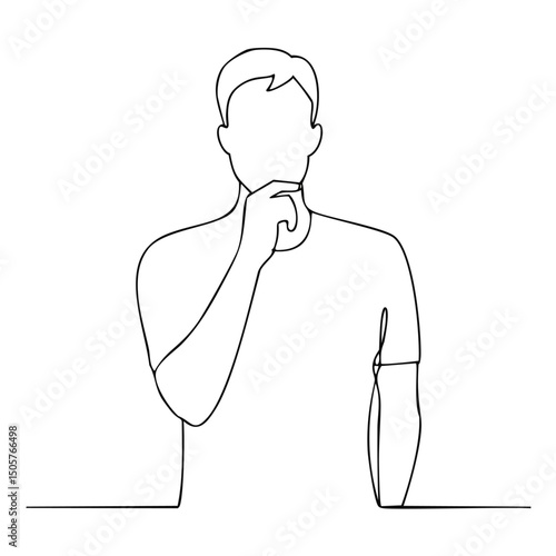Man thinking contemplative line art minimalist design