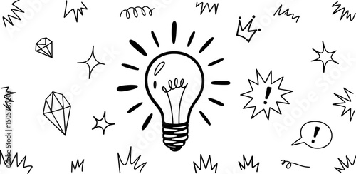 Bright idea lightbulb doodle design inspiration