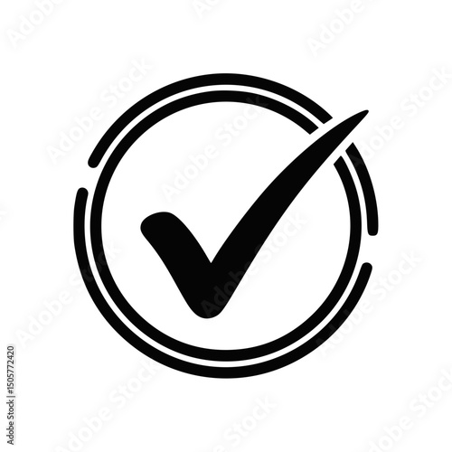 Check mark symbol in black, for approval, confirmation, or website design
