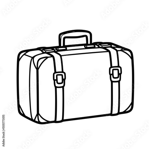 Vintage suitcase illustration, black and white, for travel blogs