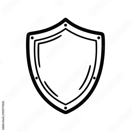 Simple shield illustration, black and white, for security concepts