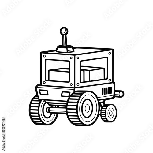 Delivery robot design, monochrome illustration, for website or app design
