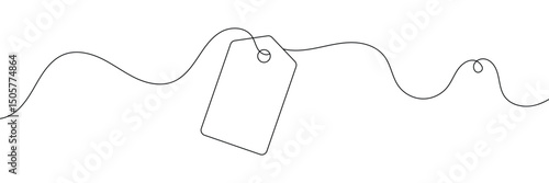 One continuous line drawing of paper tea bag, continuous line drawing of paper tea bag, Discount tag icon line continuous drawing vector. One line price tag icon vector background