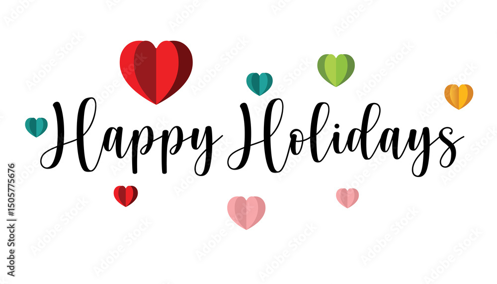 happy holidays,Hand drawn typography word happy holidays,Hand drawn typography word