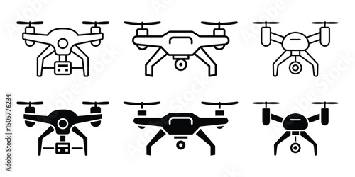Vector drone icon set black color