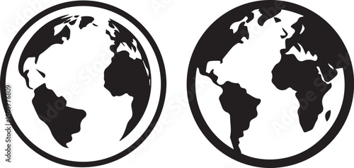 earth vector set, earth vector illustration, earth silhouette vector isolated on white background