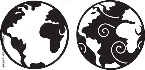 earth vector set, earth vector illustration, earth silhouette vector isolated on white background