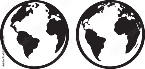 earth vector set, earth vector illustration, earth silhouette vector isolated on white background