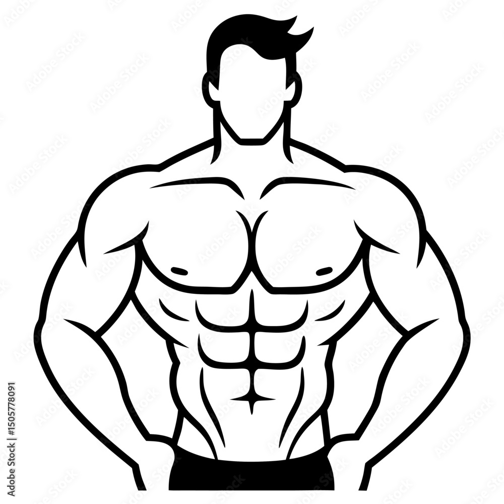 Fototapeta premium Athletic muscular bodybuilder silhouette illustration showing strength fitness and healthy lifestyle