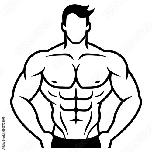 Athletic muscular bodybuilder silhouette illustration showing strength fitness and healthy lifestyle