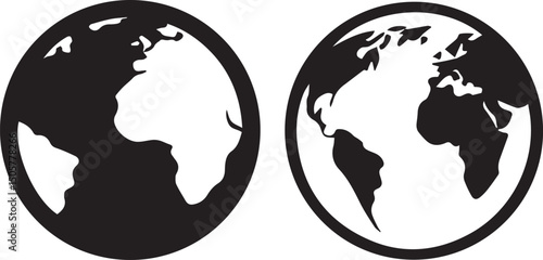 earth vector set, earth vector illustration, earth silhouette vector isolated on white background