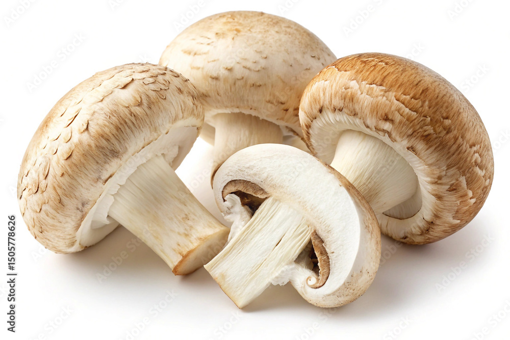 Fresh Cremini Mushrooms Isolated on White Background – Raw Brown Edible Fungi Fresh Cremini Mushrooms Isolated on White Background – Raw Brown Edible Fungi