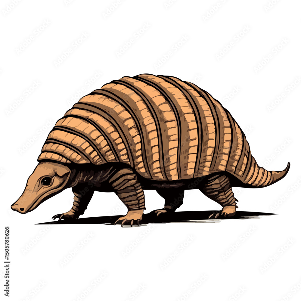 Fototapeta premium armadillo, animal, vector, transparent background, nature, isolated, cute, mammal, symbol, wildlife, wild, pachyderm, zoo