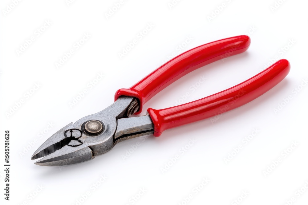 Red-handled pliers isolated on white background. Red-handled pliers isolated on white background.