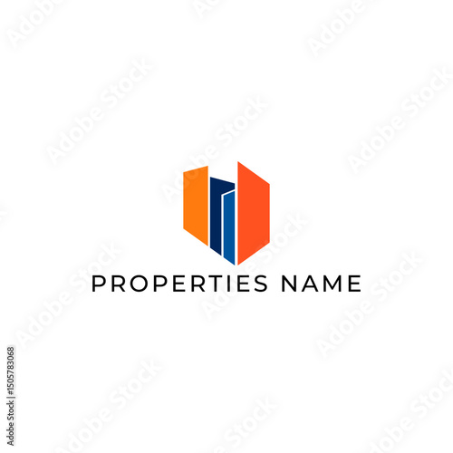Free Download ILLUSTRATION BLUE ORANGE COLOR HOME. BUILDING ARCHITECTURE SIMPLE MINIMALIST LOGO ICON DESIGN VECTOR. GOOD FOR REAL ESTATE, PROPERTY INSDUSTRY - GFXLoad