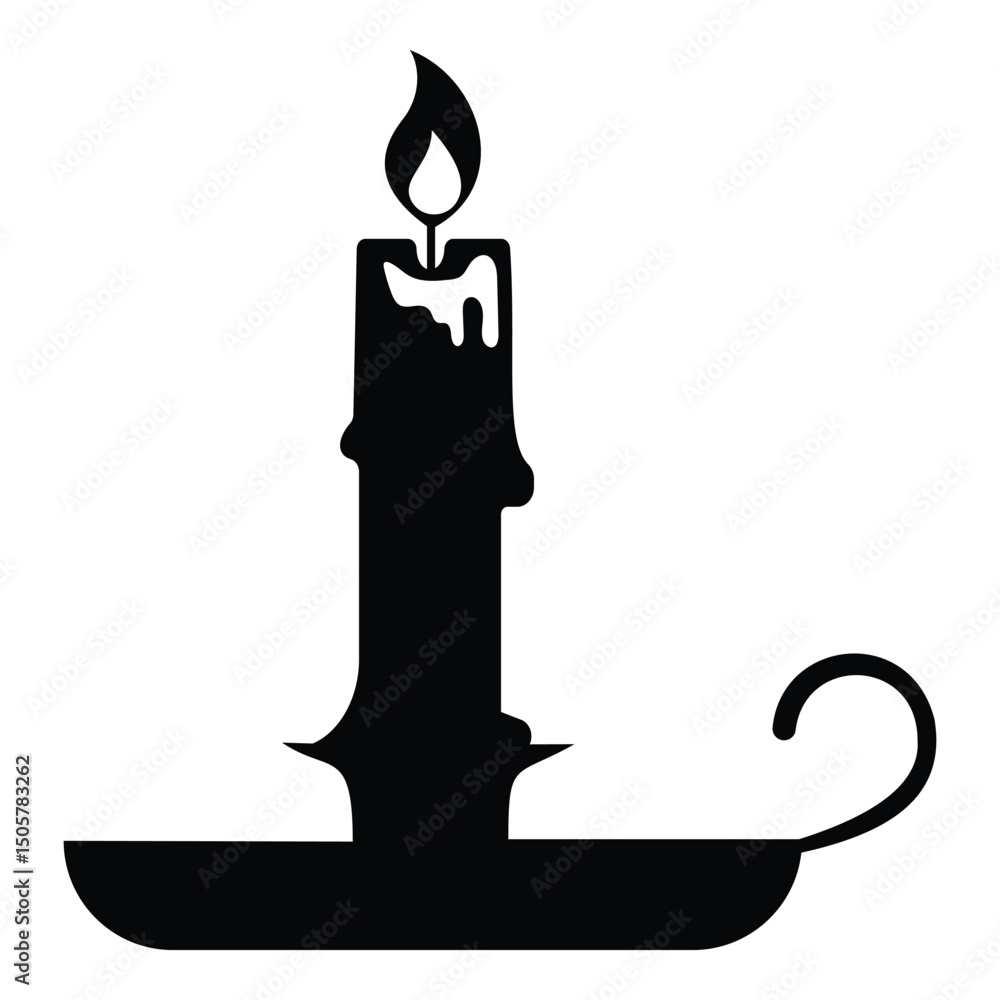 Obraz premium Candle icon vector design. Silhouette of candle icon vector. Aromatherapy and festive icon, birthday, monochrome candle wax tops, flowing paraffin candles with fire isolated. Vector Illustration. 