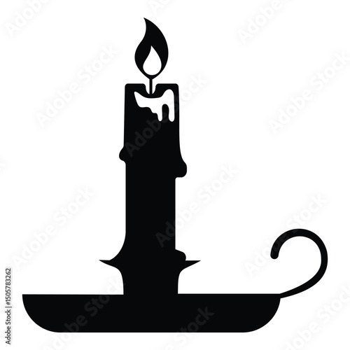 Candle  icon vector design.  Silhouette of candle icon vector. Aromatherapy and festive icon,  birthday, monochrome candle wax tops, flowing paraffin candles with fire isolated. Vector Illustration.
 