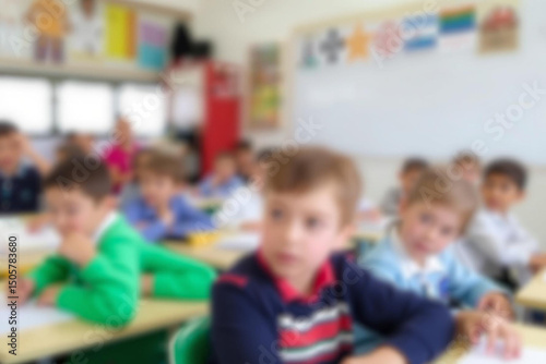 Young students engaged in learning within a colorful and lively classroom environment setting