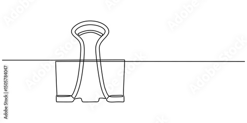 continuous line of binder clips. drawing of one line of paper binder clips. minimal lines. single line vector illustration. isolated white background, Paper Clip and Binder Clip Line icon, Sketch.