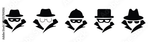 Incognito icon vector set. Silhouette of incognito  mystery secret spy icon vector. Secret agent sign. Anonymous invisible character figure.  Vector illustration. 