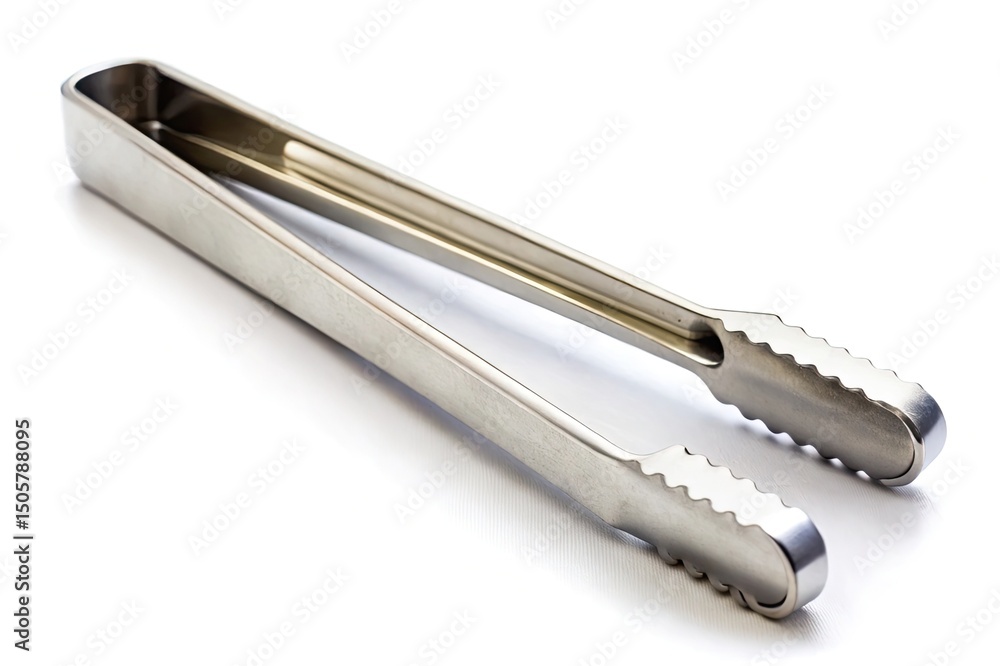 Stainless steel food tongs isolated on white Stainless steel food tongs isolated on white