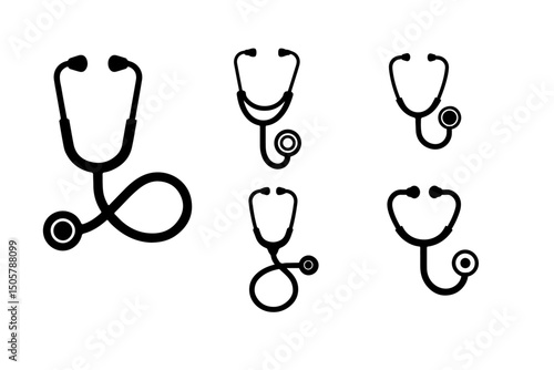 Stethoscope glyph line icon. Thin line icon that can be applied anywhere, vector medical equipment