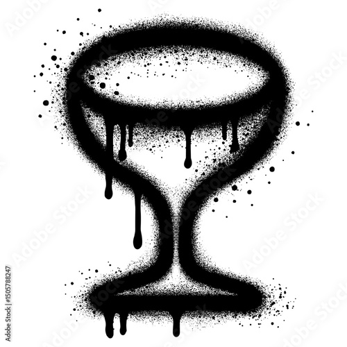 cocktail glass graffiti with black spray paint. vector illustration.