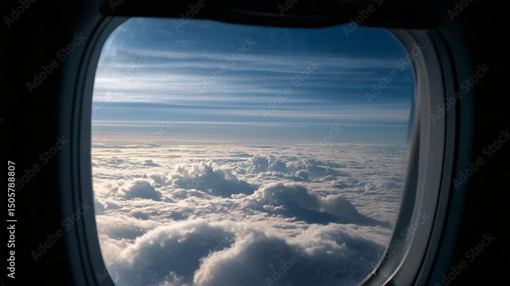 View of clouds from the airplane window. 4k animation video View of clouds from the airplane window. 4k animation video