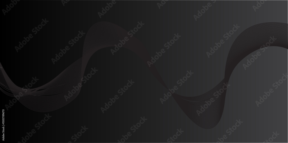 Fototapeta premium Abstract black and white vector design features curved lines and light waves
