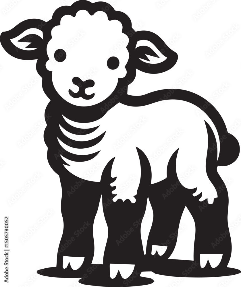 Fototapeta premium baby sheep silhouette vector, baby sheep vector illustration, baby sheep vector isolated on white background