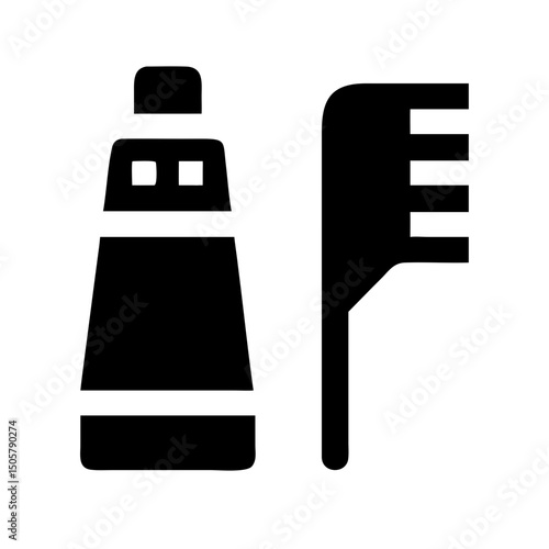 Toothpaste tube and toothbrush icon graphic